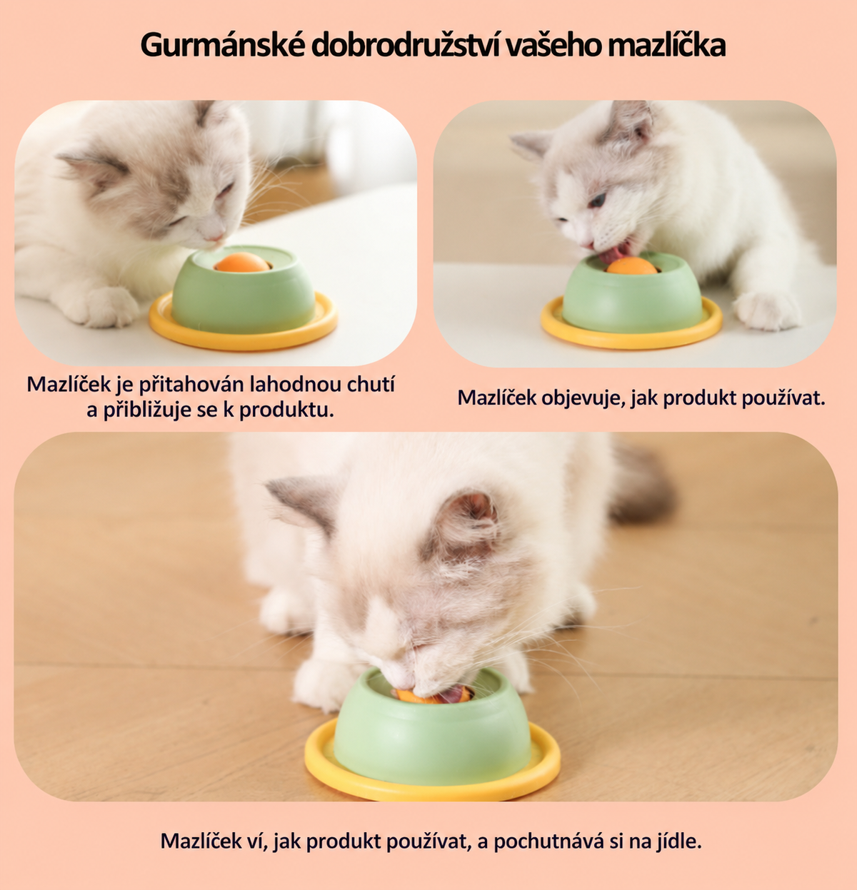 Lízací miska pro kočky proti převrácení – pomalé krmení