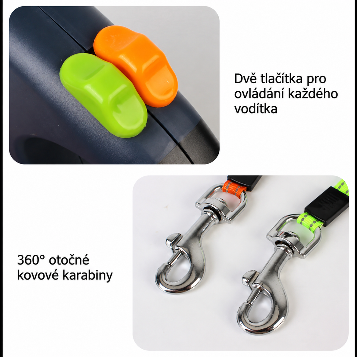 Retractable Dog Leash For Small Dogs Reflective Dual Pet Leash Lead 360 Swivel No Double Dog Walking Leash With Lights Pet Products