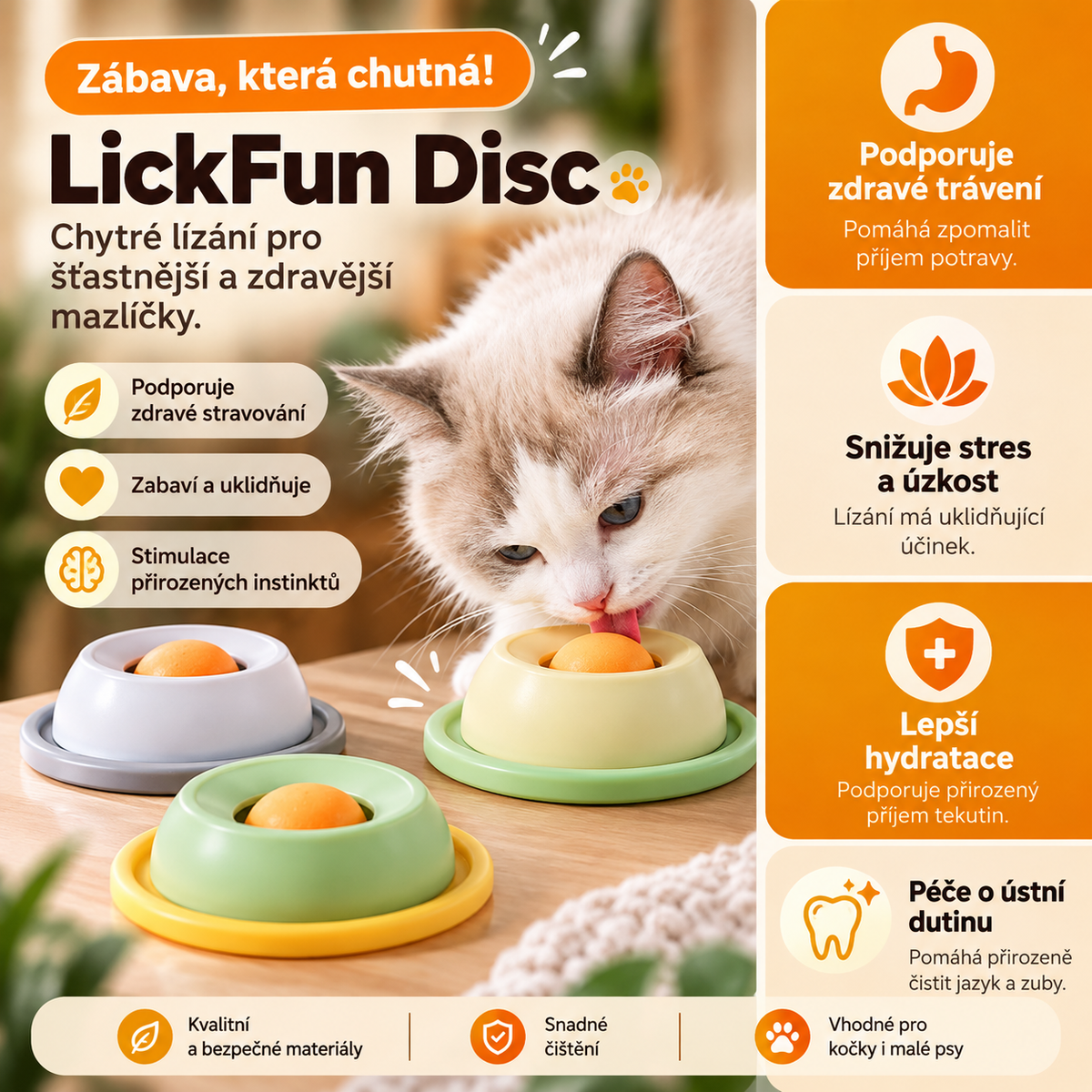 Lízací miska pro kočky proti převrácení – pomalé krmení