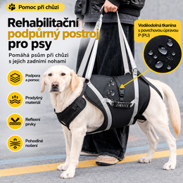 Voděodolný postroj pro střední a velké psy s nastavitelnými popruhy