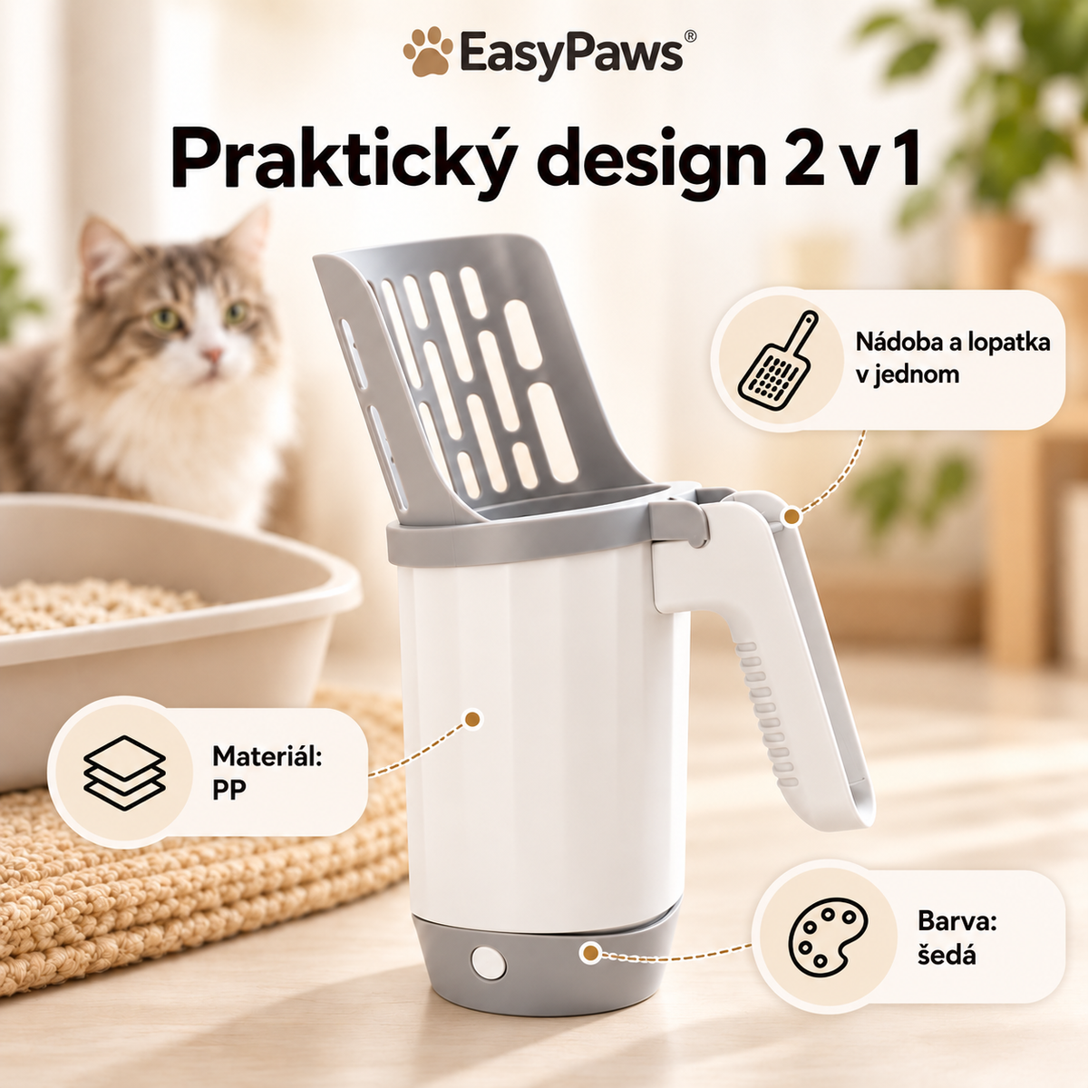 EasyPaws™ – lopatka na kočkolit 3 v 1