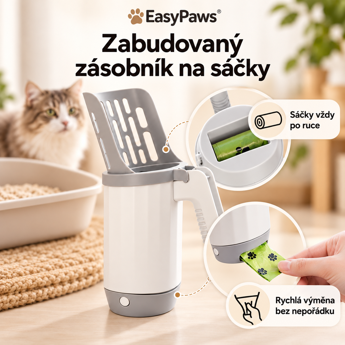 EasyPaws™ – lopatka na kočkolit 3 v 1