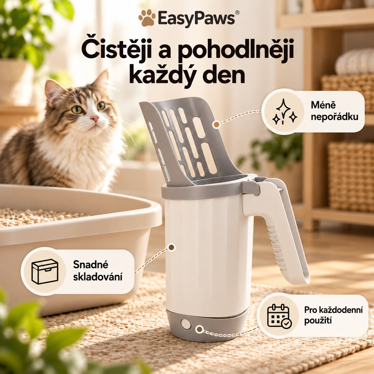 EasyPaws™ – lopatka na kočkolit 3 v 1